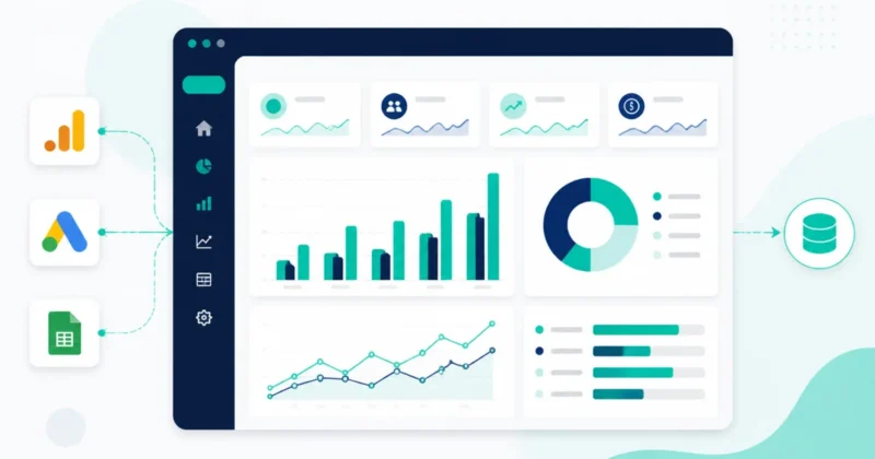 Google Data Studio: dashboard z wykresami i wskaźnikami